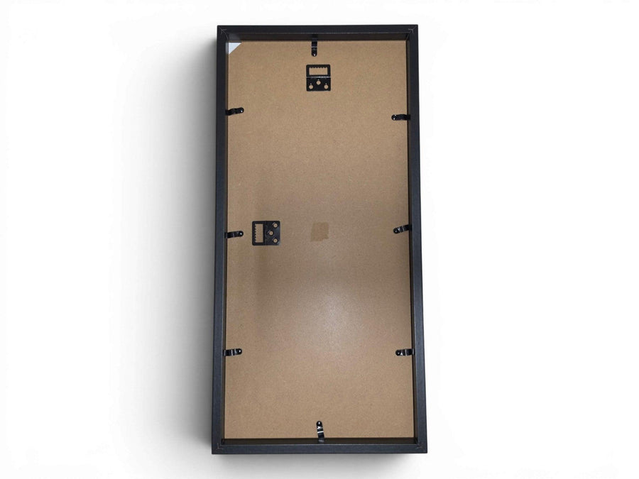 Pokemon 151 Charizard Evolution extended art frame by Gem Mint Gallery — Charmander, Charmeleon and Charizard displayed in one tall composite wood frame against continuous extended artwork.